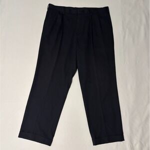 Dockers Collection 100% Wool Dress Pants Mens 38x30 Black Pleated‎ Relaxed Fit